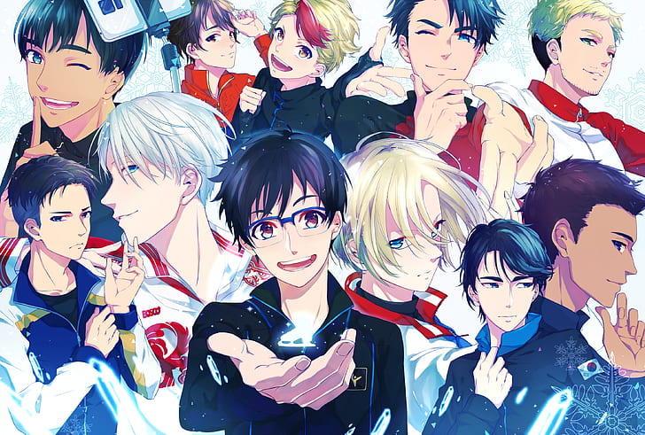 Yuri auf Eis, Katsuki Yuuri, Nikiforov Victor, Plisetsky Yuri, Shoujo, Anime Boys, Anime, HD-Hintergrundbild