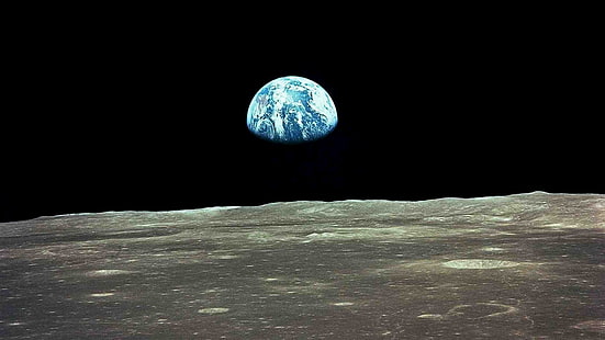 bulan, bumi, luar angkasa, apollo 11, permukaan bulan, Wallpaper HD HD wallpaper
