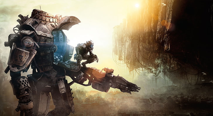 Titanfall 2014, обои робот и человек, Игры, Другие игры, 2014, Titanfall, HD обои