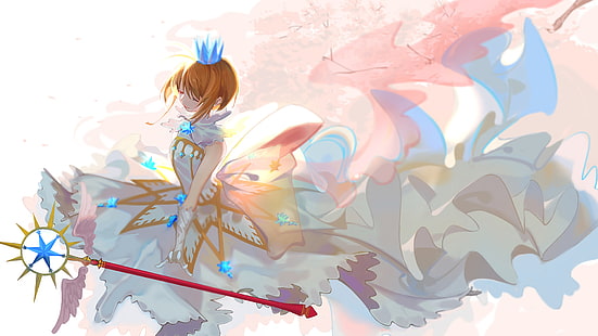 dress, staff, crown, gloves, Card Captor Sakura, HD wallpaper HD wallpaper