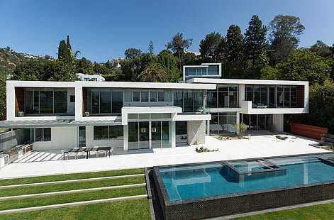 arquitetura, construção, projeto, casa, interior, mansão, piscina, natação, HD papel de parede HD wallpaper