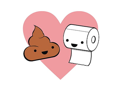 poop and tissue roll with heart illustration, love, poo, paper, minimalism, HD wallpaper HD wallpaper