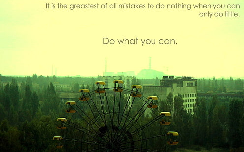 ruota panoramica con sovrapposizione di testo, Chernobyl, citazione, ruota panoramica, Pripyat, Sfondo HD HD wallpaper