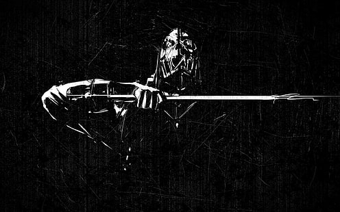 papel pintado del cráneo, deshonrado, negro, blanco, Corvo, cráneo, monocromo, videojuegos, Fondo de pantalla HD HD wallpaper