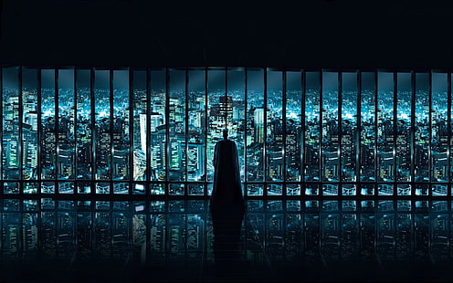 도시 건물, 배트맨 너머, 배트맨, 도시 풍경, DC 만화, 고담, 다크 나이트, HD 배경 화면 HD wallpaper