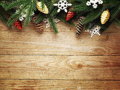 pomme de pin brun, nouvel an, Noël, joyeux Noël, Fond d'écran HD HD wallpaper