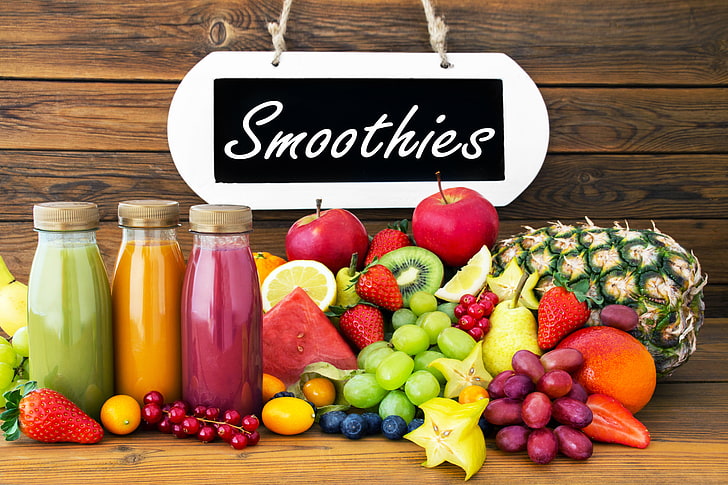 ягоды, соки, фрукты, свежие, фрукты, смузи, HD обои