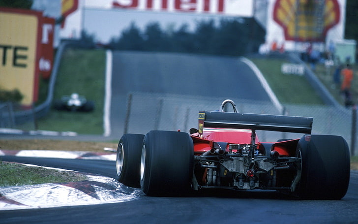 red F-1 car, Ferrari, Formula 1, race cars, race tracks, HD wallpaper