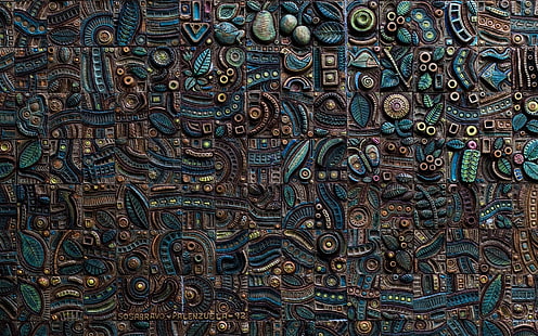 синие и коричневые абстрактные обои, произведение искусства, узор, текстура, HD обои HD wallpaper