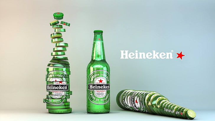 бутылки пива Heineken простой фон коммерческий самолет Реклама HD Art, реклама, Heineken, простой фон, пиво, бутылки, HD обои