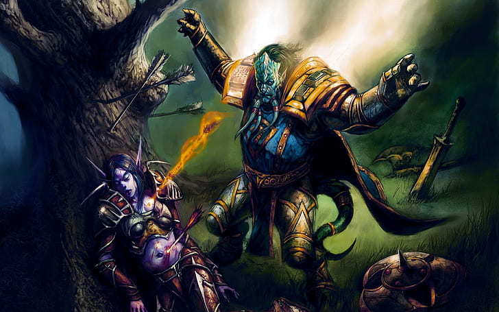 World of Warcraft Fight, scene, poster, games, HD wallpaper