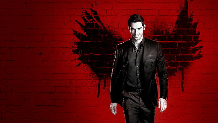 ชายสวมเสื้อเชิ้ตสีดำพื้นดำ Lucifer Season 3 Tom Ellis TV Series 4k, วอลล์เปเปอร์ HD