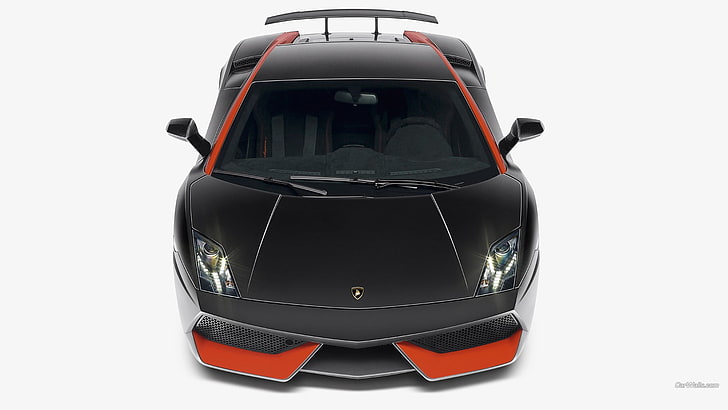 czarno-pomarańczowe Lamborghini Huracan, Lamborghini Gallardo, Lamborghini, czarne auta, pojazd, samochód, Super Car, Tapety HD