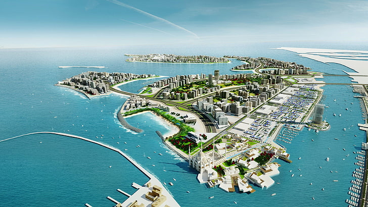 Deira Island Gruppe Von Künstlichen Inseln In Dubai Vereinigte Arabische Emirate Desktop Hd Wallpapers Für Handys Und Computer 3840 × 2160, HD-Hintergrundbild