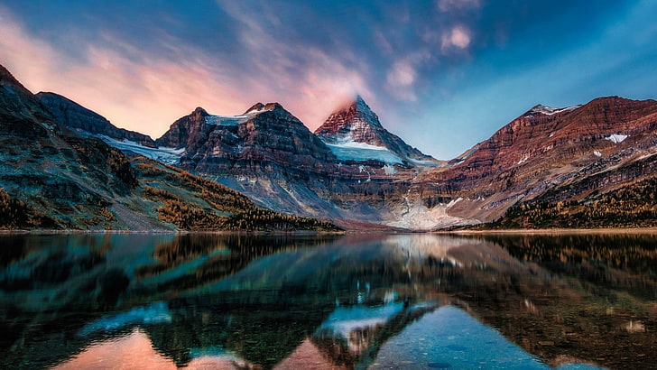 chaînes de montagnes avec plan d'eau, paysage, Fond d'écran HD