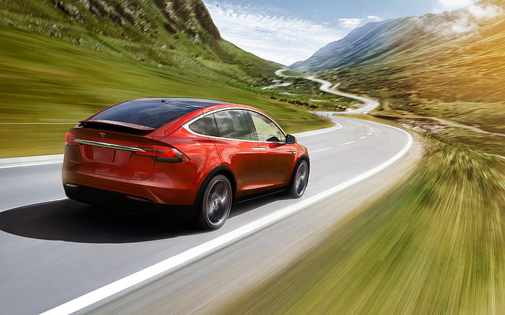 carro, borrão de movimento, estrada, Tesla modelo X, HD papel de parede