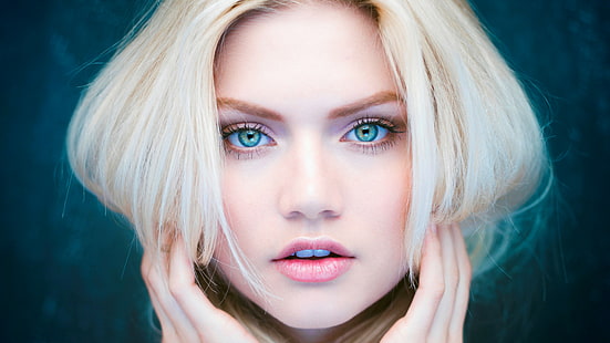 Мартина Димитрова, сини очи, лице, отблизо, жени, блондинка, HD тапет HD wallpaper