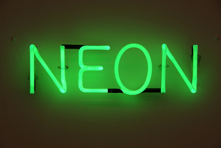 Neon, Inschrift, Briefe, grün, Hintergrundbeleuchtung, HD-Hintergrundbild