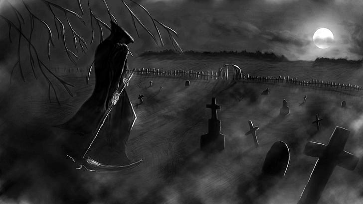 Dark, Grim Reaper, Death, Graveyard, Night, HD tapet