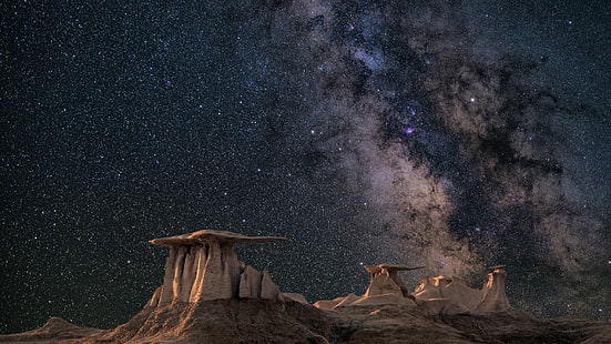 nature, Milky Way, stars, landscape, sky, space, HD wallpaper HD wallpaper