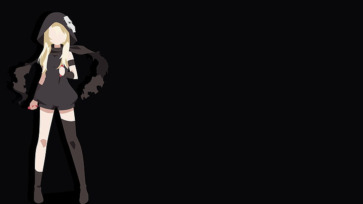 Fate Series, Fate/kaleid liner Prisma Illya, Anime, Assassin (Fate/kaleid liner Prisma Illya), Blonde, Fate (Series), Girl, Hood, Illyasviel Von Einzbern, Long Hair, Minimalist, Scarf, Socks, Thigh Highs, HD wallpaper