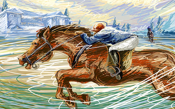 horse, figure, speed, vector, jockey, touch, allure, Racecourse, running, HD wallpaper
