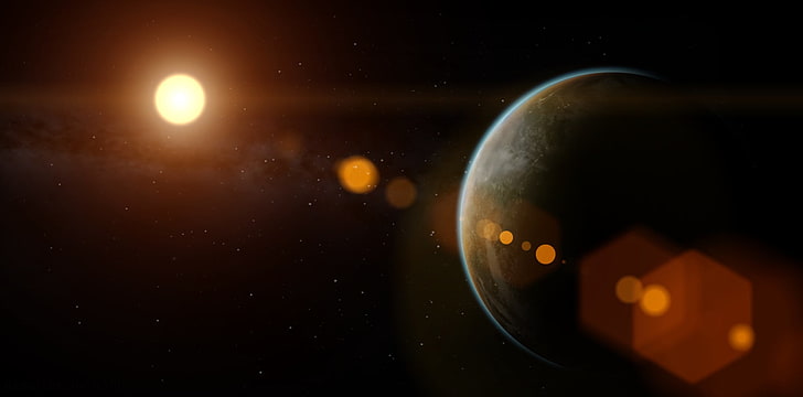 sole e pianeta, programma spaziale Kerbal, spazio, terra, sole, Sfondo HD