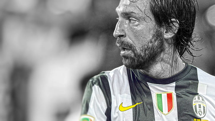 Andrea Pirlo, black and white soccer jersey, sports, 1920x1080, football, soccer, andrea pirlo, juventus, HD wallpaper