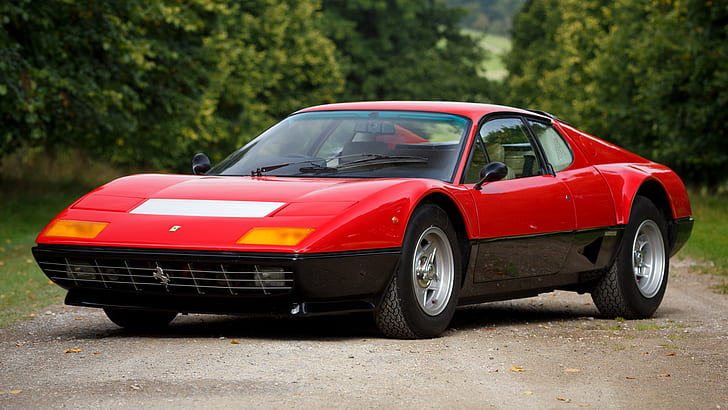 Ferrari, Ferrari 512 BB, samochód, coupé, stary samochód, czerwony samochód, samochód sportowy, Tapety HD
