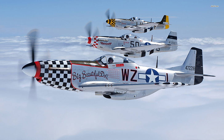 طائرات عسكرية ، موستانج أمريكا الشمالية P-51 ، طائرة ، عسكرية ، الحرب العالمية الثانية، خلفية HD
