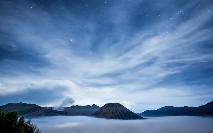 인도네시아 섬 바다 화산-아름다운 자연 HD .., 회색 산, HD 배경 화면