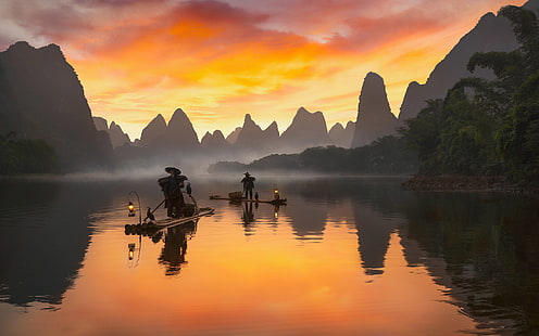 Rivière Li en Chine Vue de Xialong près de Xingping Yangshuo Sunrise Landscape Photography Desktop Hd Wallpapers pour téléphones mobiles et ordinateur 3840 × 2400, Fond d'écran HD HD wallpaper