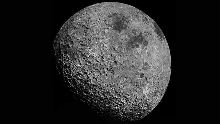 ภาพถ่ายระดับสีเทาของดวงจันทร์อวกาศดวงจันทร์ศิลปะอวกาศระบบสุริยะ, วอลล์เปเปอร์ HD