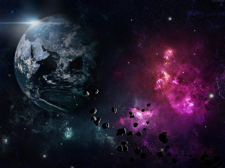 espacio, planeta, tierra, explosión, nebulosa, Fondo de pantalla HD