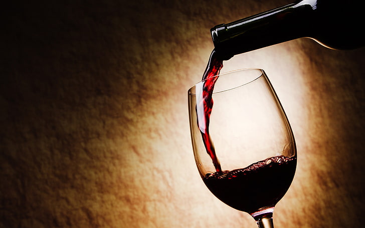 Klares Weinglas, Wein, Getränk, Rotwein, Alkohol, Trinkglas, HD-Hintergrundbild