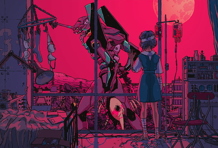 Neon Genesis Evangelion, anime girls, EVA Unit 01, Ayanami Rei, HD wallpaper