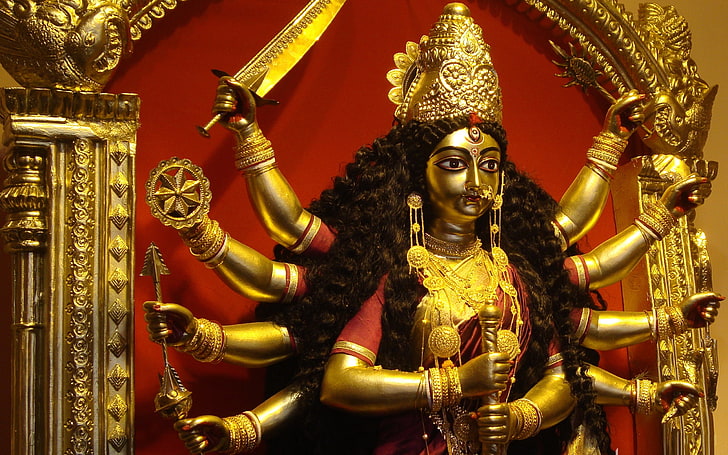 Estatua de Maa Durga, estatua del dios hindú, festivales / días festivos, Dios, festival, fiesta, Fondo de pantalla HD