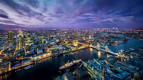 photographie aérienne de Londres, paysage urbain, London Bridge, Fond d'écran HD HD wallpaper