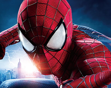 Spider-Man wallpaper, City, Action, Red, Fantasy, Sky, Sony, Amazing, Blue, Lightning, Columbia, The, Wallpaper, Marvel, Parker, Eyes, Comics, Spider, Year, Spider-Man, Andrew Garfield, Spider Man, Face, Peter, Man, Movie, Film, 2014, Adventure, Book, Pictures, Comic, The Amazing Spider-Man 2, Columbia Pictures, SpiderMan, Enterprises, HD wallpaper HD wallpaper