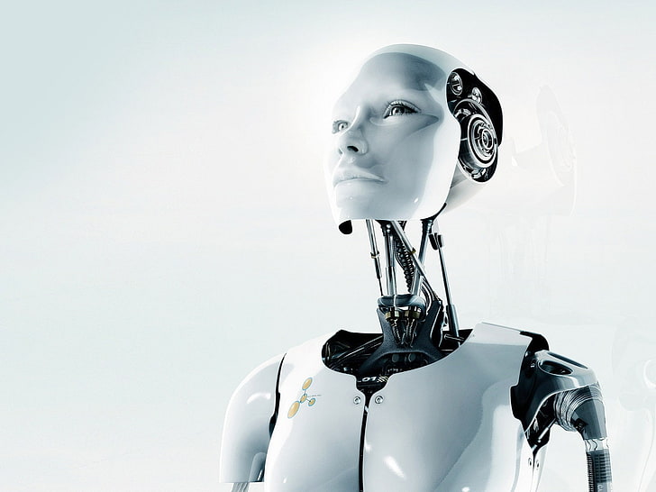 weiße Roboter digitale Tapete, Weiß, Gesicht, Roboter, HD-Hintergrundbild
