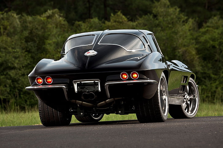 (c2), 1963, nero, automobili, corvette, raggio, finestra divisa, puntura, Sfondo HD