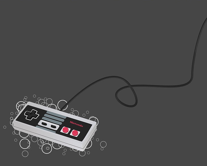ilustración del controlador de Nintendo NES en blanco y negro, gris, vector, joystick, consola, nintendo, Fondo de pantalla HD