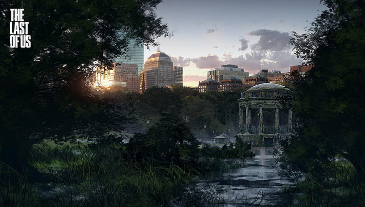 The Last of Us digital wallpaper, the city, the building, swamp, art, postapokalipsis, the last of us, HD wallpaper