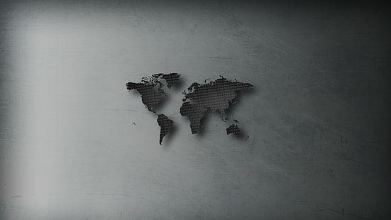 цифровое искусство минимализм простой фон карта мира континенты Европа Африка Азия Австралия Южная Америка остров Северная Америка царапины текст, HD обои HD wallpaper
