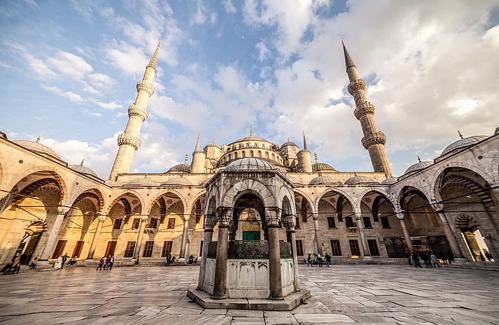 Sultan Ahmed Mosque, Istanbul, Turkey, white concrete cathedral, Europe, Turkey, Architecture, istanbul, mosque, sultanahmet, Blue Mosque, Sultanahmet Camii, HD wallpaper