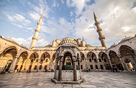 Sultan Ahmed-moskén, Istanbul, Turkiet, vit betongkatedral, Europa, Turkiet, Arkitektur, istanbul, moské, sultanahmet, Blå moskén, Sultanahmet Camii, HD tapet HD wallpaper