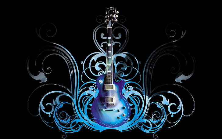 biru wallpaper gitar listrik, gitar, biru, pola, gaya, Wallpaper HD
