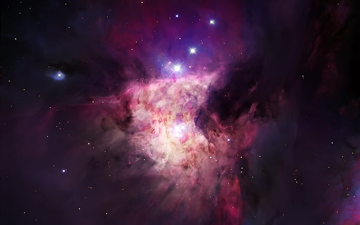 pink and purple galaxy, space, nebula, beautiful, purple, HD wallpaper
