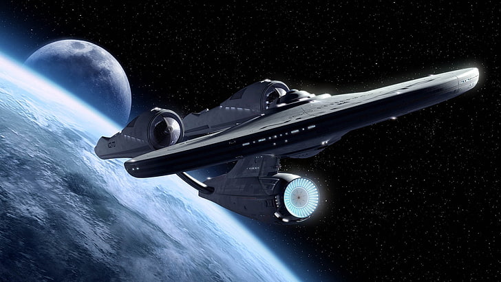 Star Trek Enterprise-illustrationen, Star Trek, digital konst, USS Enterprise (rymdskepp), rymdskepp, planet, HD tapet