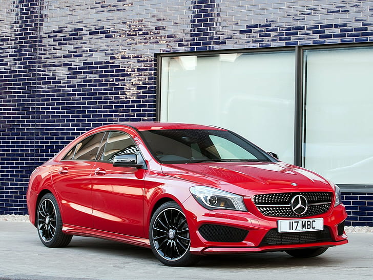 2013, 220, amg, benz, c117, cars, cdi, cla, mercedes, package, red, sports, uk-spec, HD wallpaper